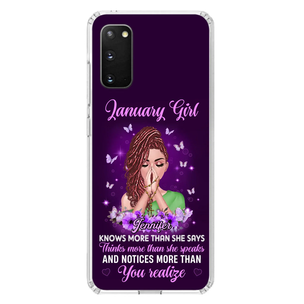 Custom Personalized Birthday Girl iPhone/ Samsung Phone Case - Gift Idea For Girl/ Friend/ Daughter - Knows More Than She Says