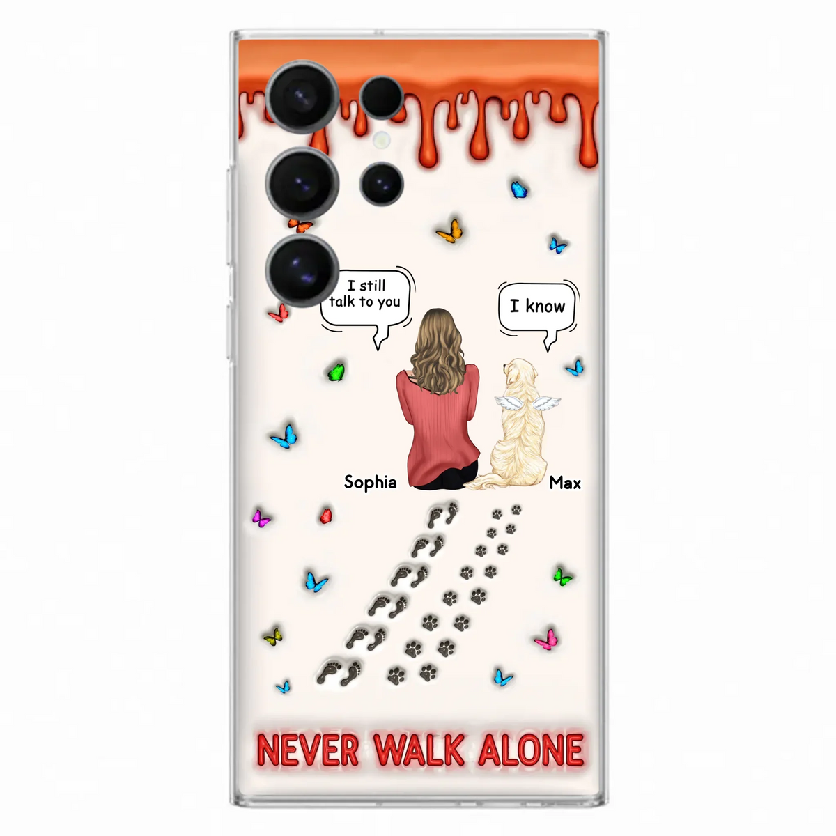 Custom Personalized Memorial Pet Phone Case - Memorial Gift Idea For Pet Owner - Case For iPhone/ Samsung - Never Walk Alone