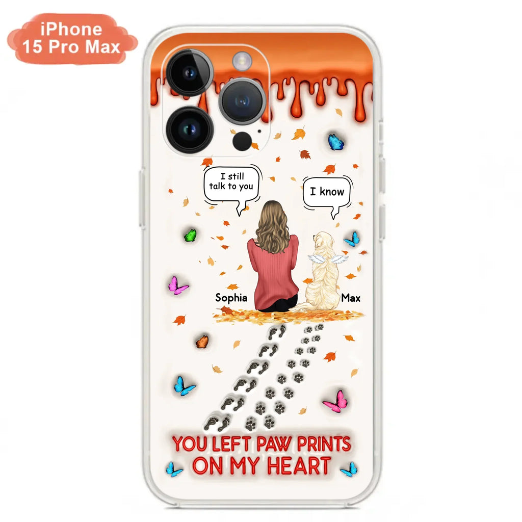 Custom Personalized Memorial Dog Phone Case - Memorial Gift Idea For Pet Lover - Case For iPhone/ Samsung - You Left Paw Prints On My Heart
