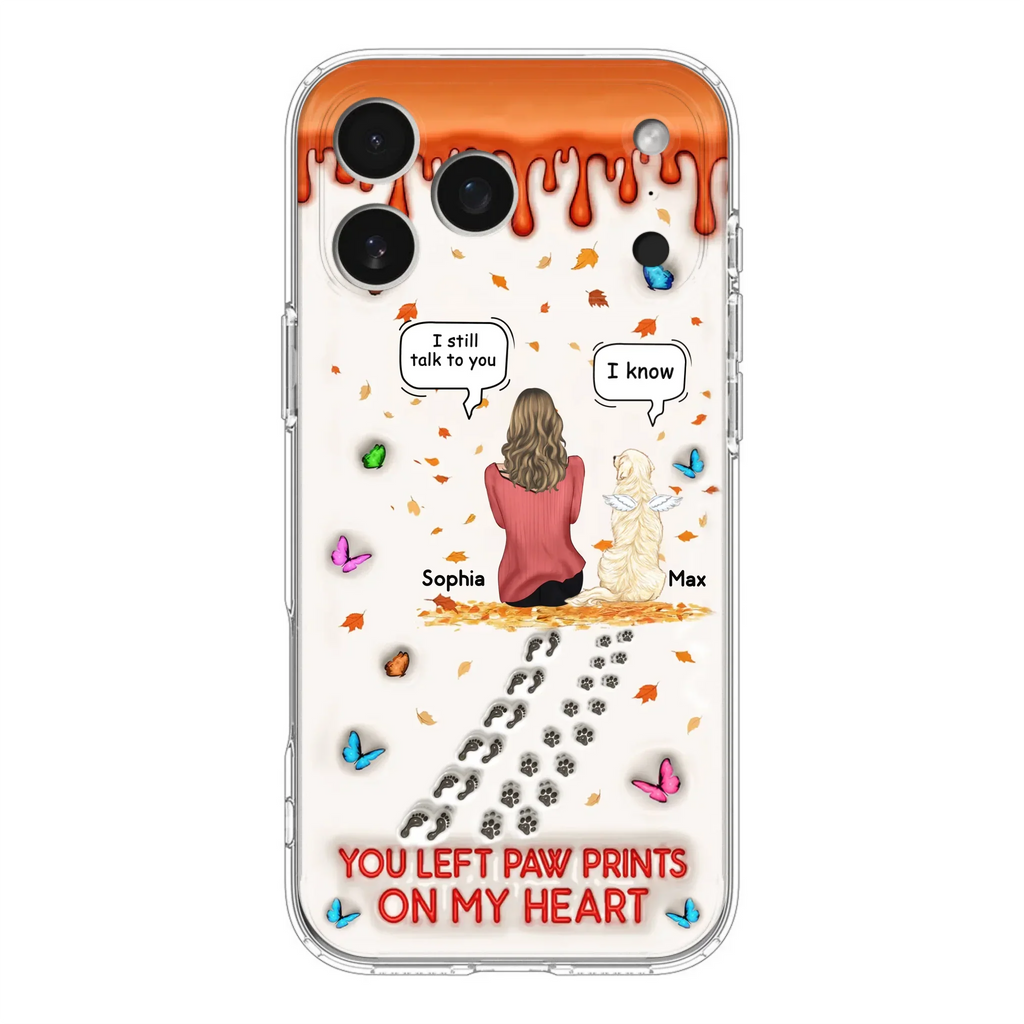 Custom Personalized Memorial Dog Phone Case - Memorial Gift Idea For Pet Lover - Case For iPhone/ Samsung - You Left Paw Prints On My Heart