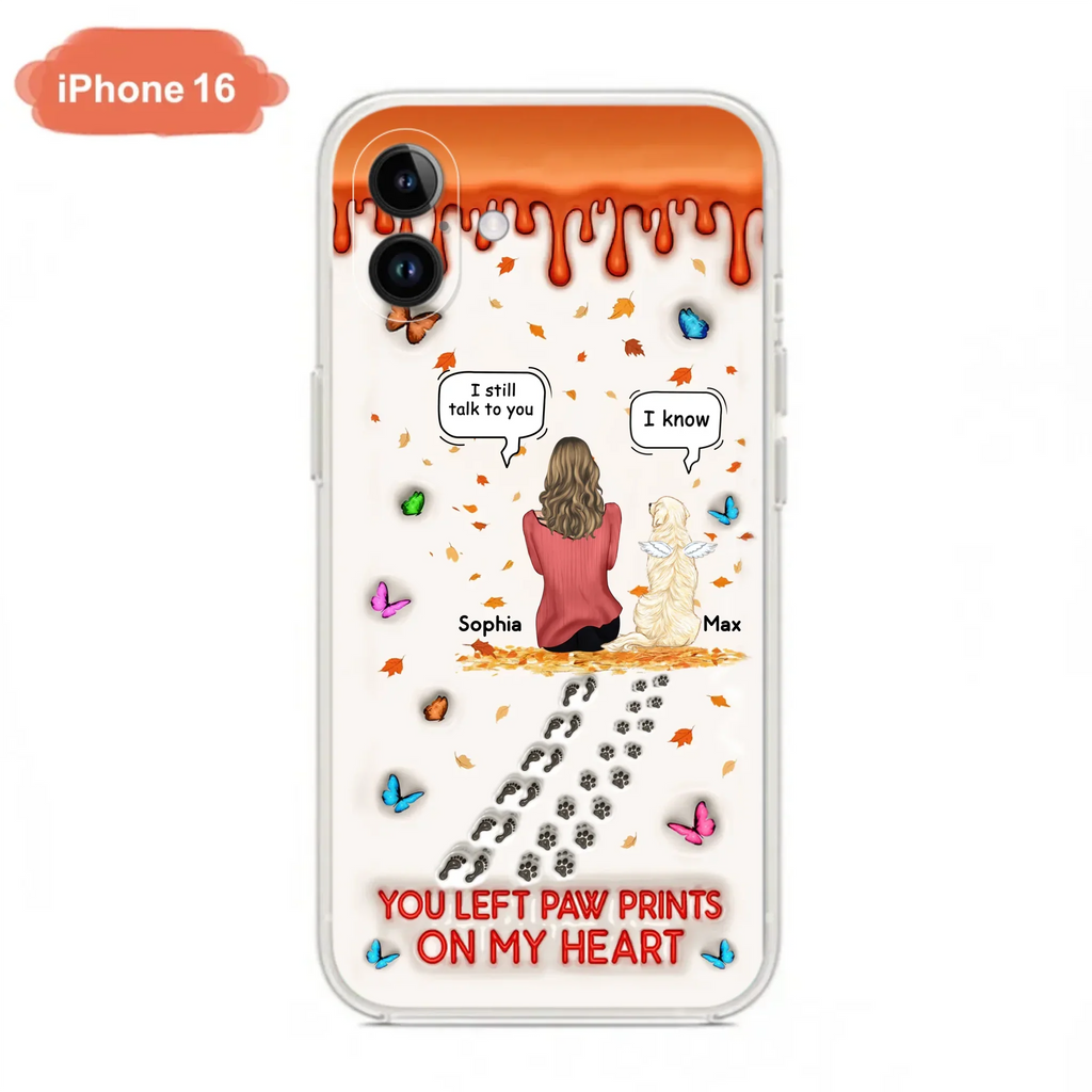 Custom Personalized Memorial Dog Phone Case - Memorial Gift Idea For Pet Lover - Case For iPhone/ Samsung - You Left Paw Prints On My Heart