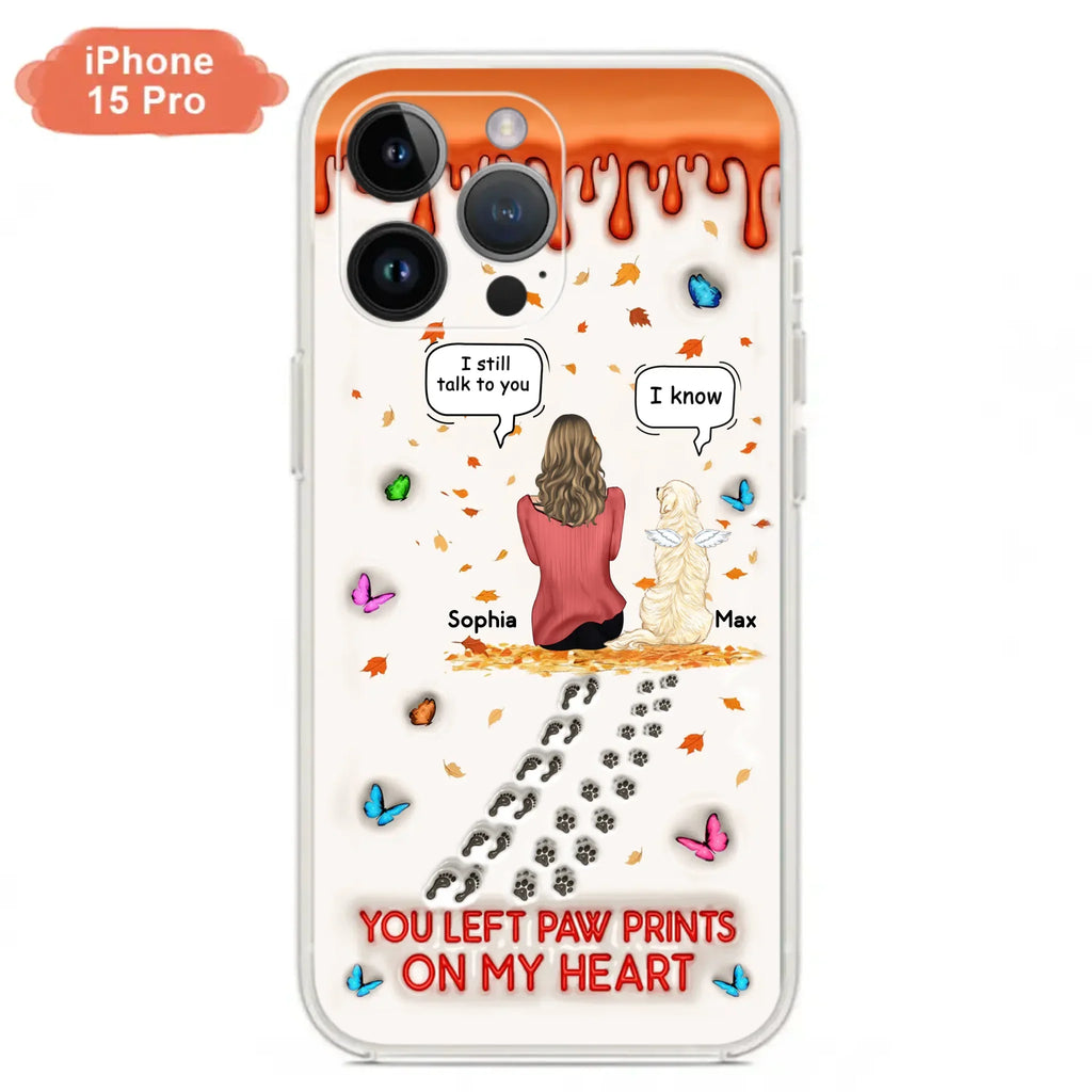 Custom Personalized Memorial Dog Phone Case - Memorial Gift Idea For Pet Lover - Case For iPhone/ Samsung - You Left Paw Prints On My Heart