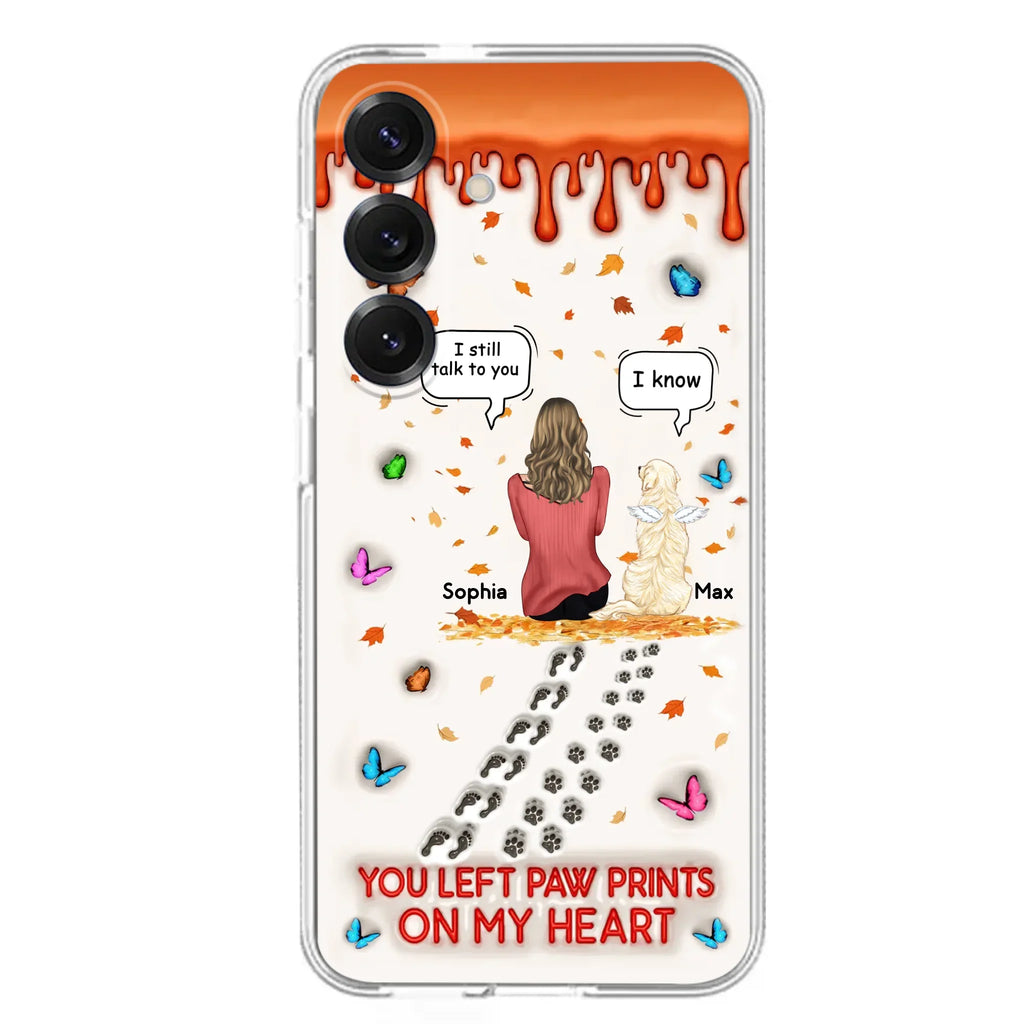 Custom Personalized Memorial Dog Phone Case - Memorial Gift Idea For Pet Lover - Case For iPhone/ Samsung - You Left Paw Prints On My Heart