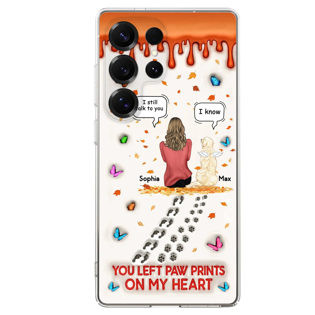 Custom Personalized Memorial Dog Phone Case - Memorial Gift Idea For Pet Lover - Case For iPhone/ Samsung - You Left Paw Prints On My Heart