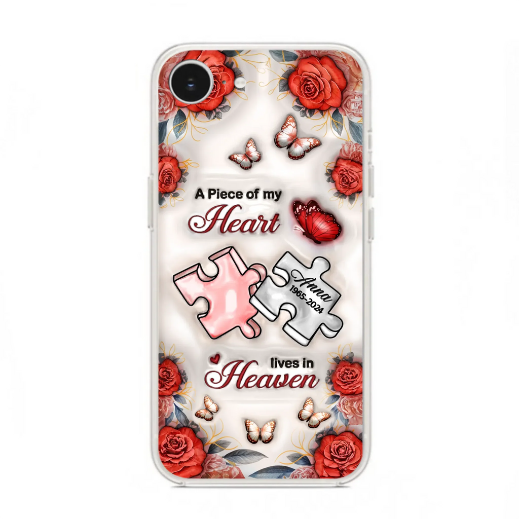 Custom Personalized Memorial Phone Case - Memorial Gift Idea - Case For iPhone/ Samsung - A Piece Of My Heart Lives In Heaven