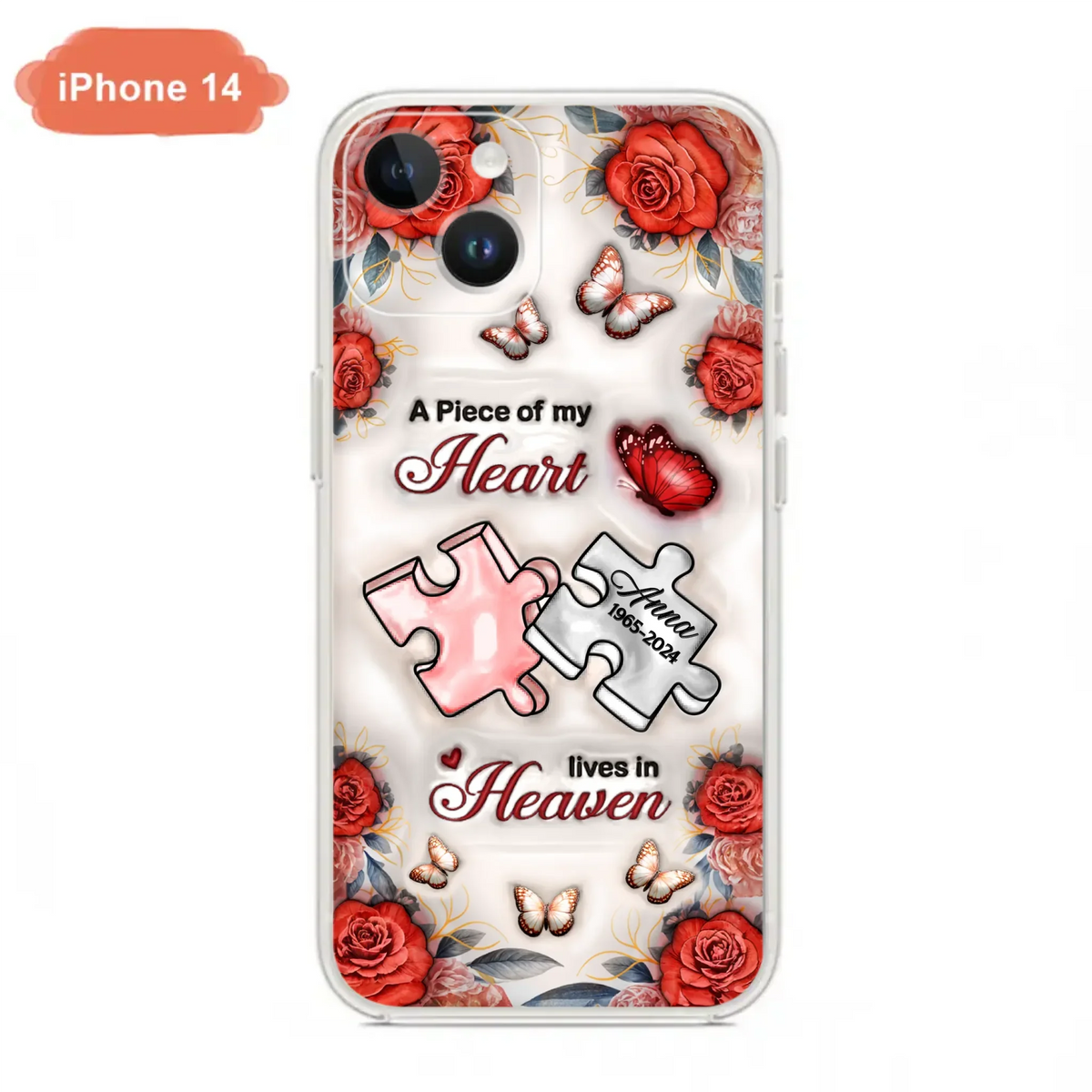 Custom Personalized Memorial Phone Case - Memorial Gift Idea - Case For iPhone/ Samsung - A Piece Of My Heart Lives In Heaven