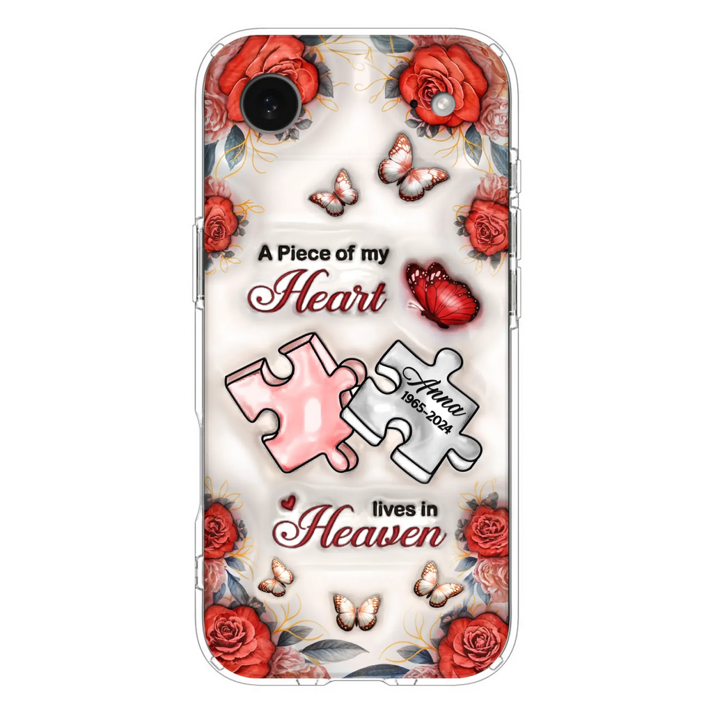 Custom Personalized Memorial Phone Case - Memorial Gift Idea - Case For iPhone/ Samsung - A Piece Of My Heart Lives In Heaven