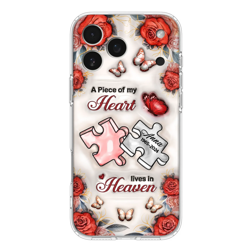 Custom Personalized Memorial Phone Case - Memorial Gift Idea - Case For iPhone/ Samsung - A Piece Of My Heart Lives In Heaven