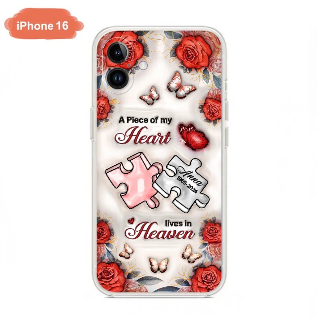 Custom Personalized Memorial Phone Case - Memorial Gift Idea - Case For iPhone/ Samsung - A Piece Of My Heart Lives In Heaven