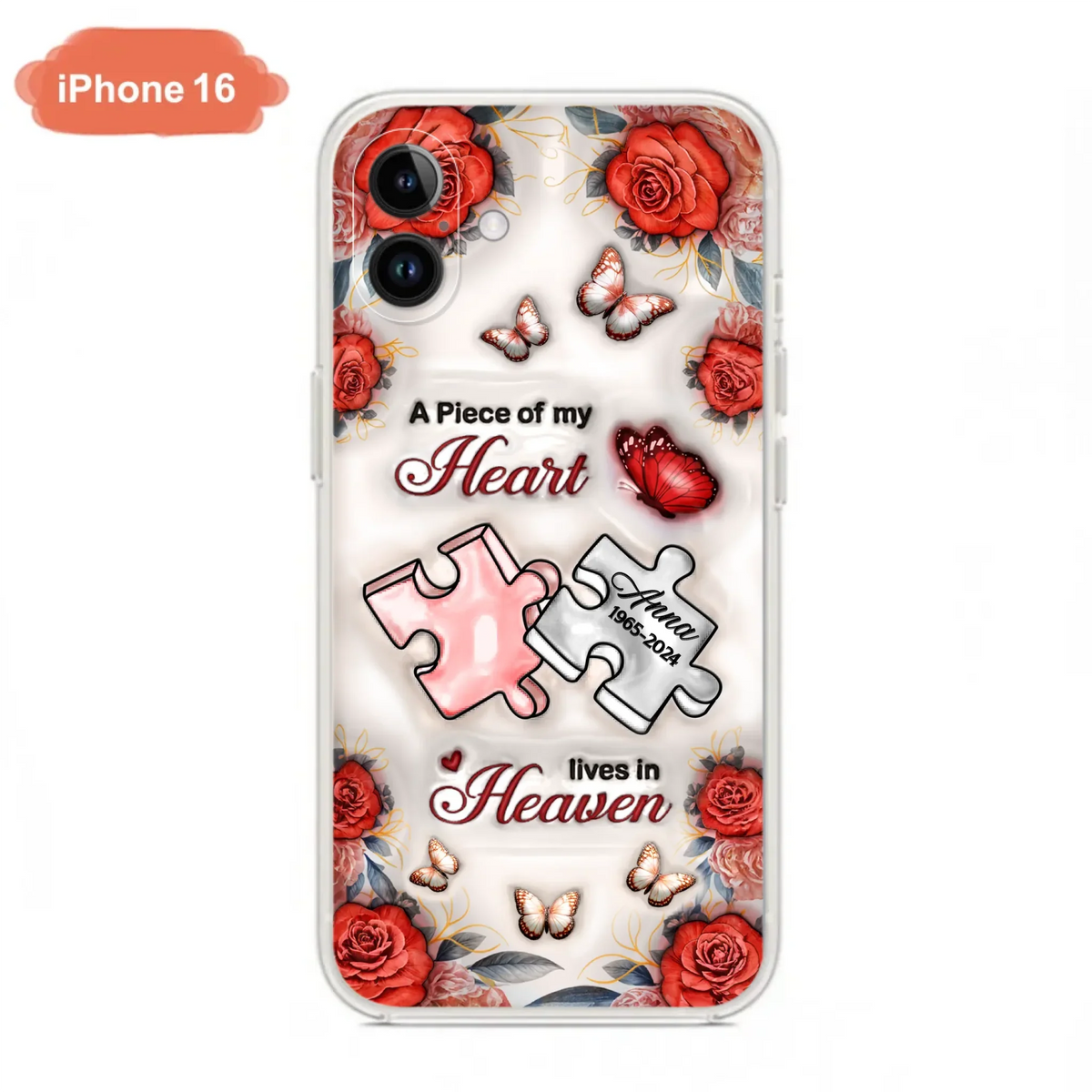 Custom Personalized Memorial Phone Case - Memorial Gift Idea - Case For iPhone/ Samsung - A Piece Of My Heart Lives In Heaven