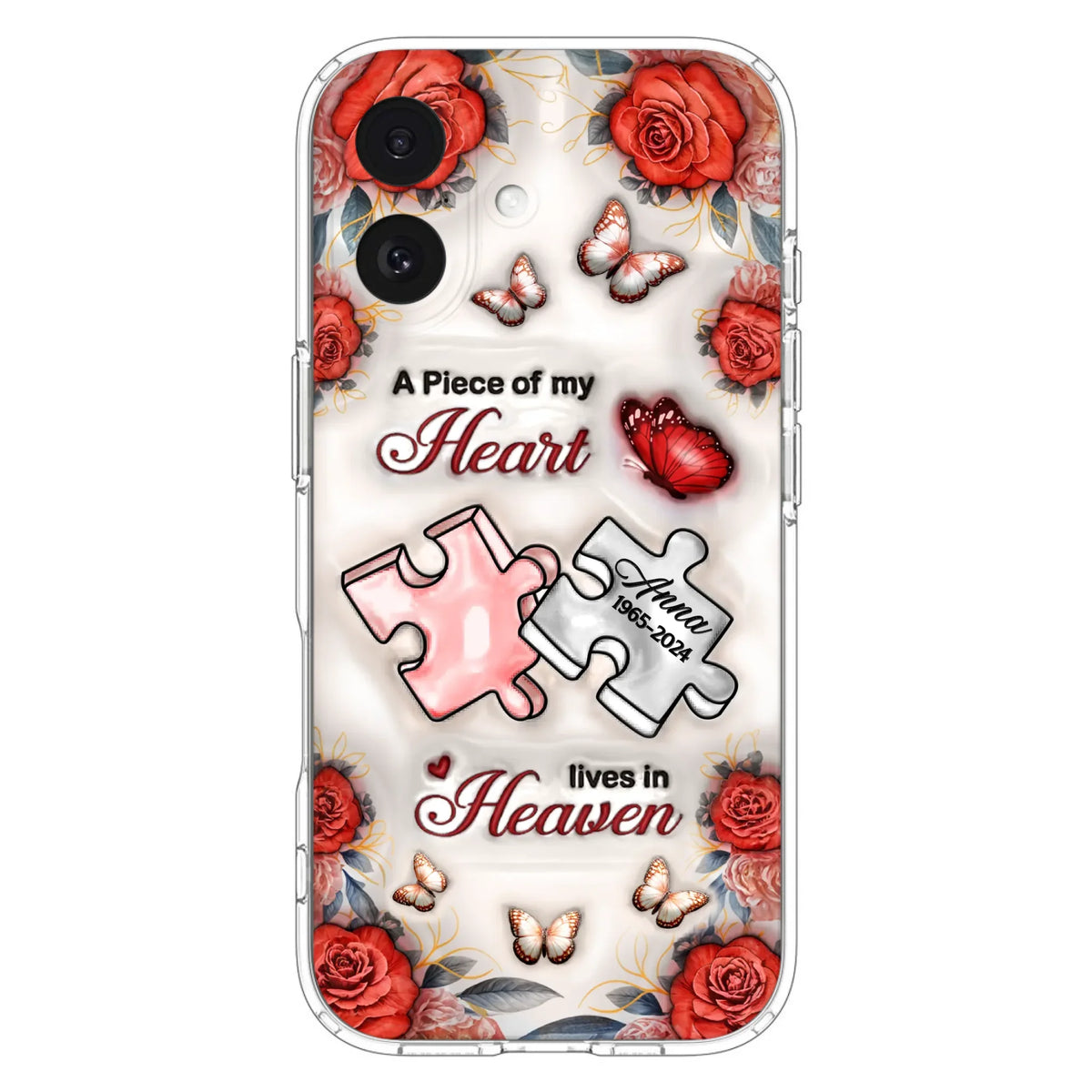 Custom Personalized Memorial Phone Case - Memorial Gift Idea - Case For iPhone/ Samsung - A Piece Of My Heart Lives In Heaven