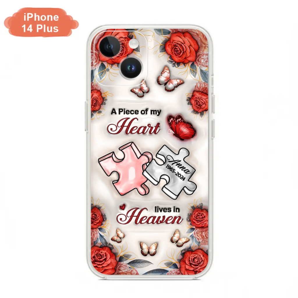 Custom Personalized Memorial Phone Case - Memorial Gift Idea - Case For iPhone/ Samsung - A Piece Of My Heart Lives In Heaven