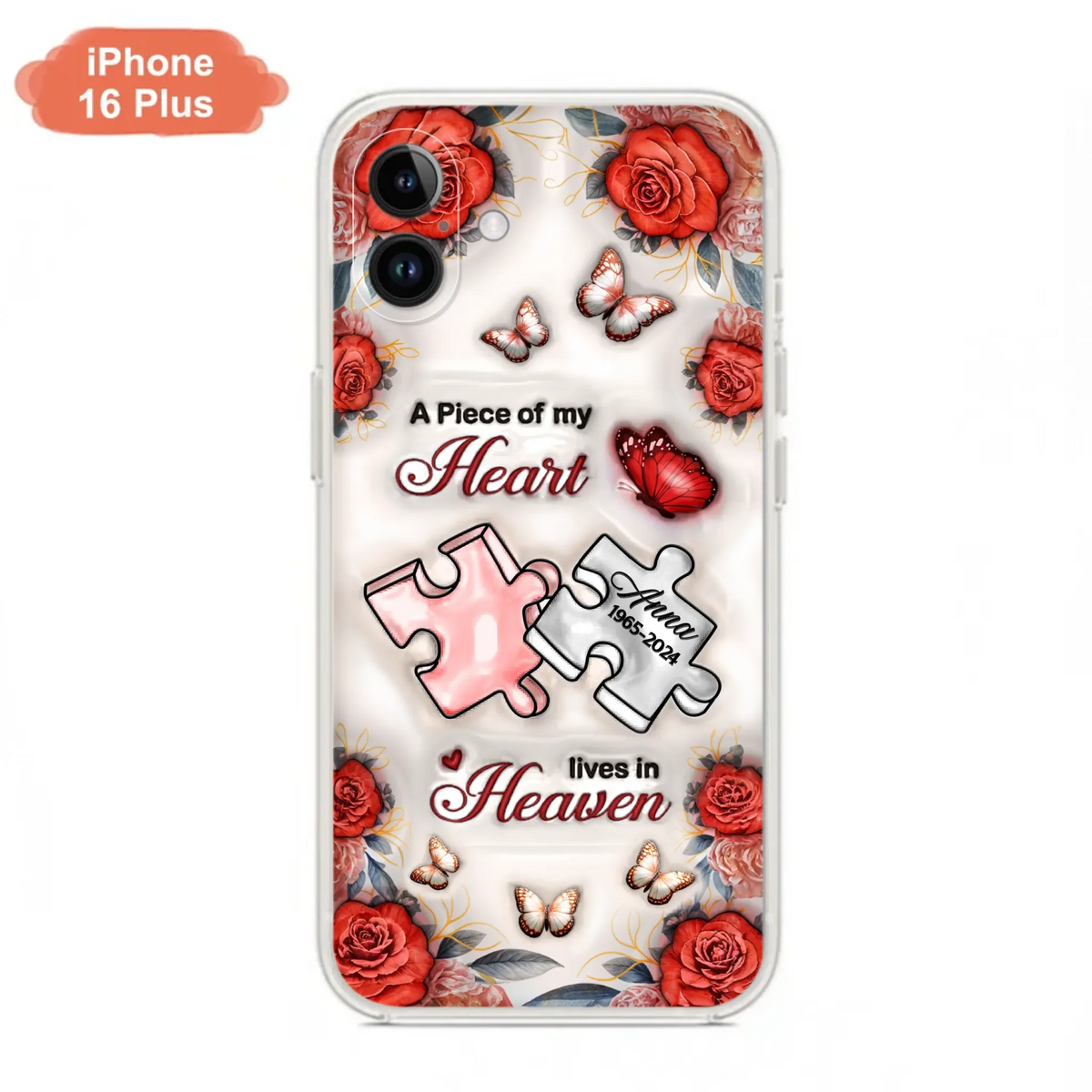 Custom Personalized Memorial Phone Case - Memorial Gift Idea - Case For iPhone/ Samsung - A Piece Of My Heart Lives In Heaven
