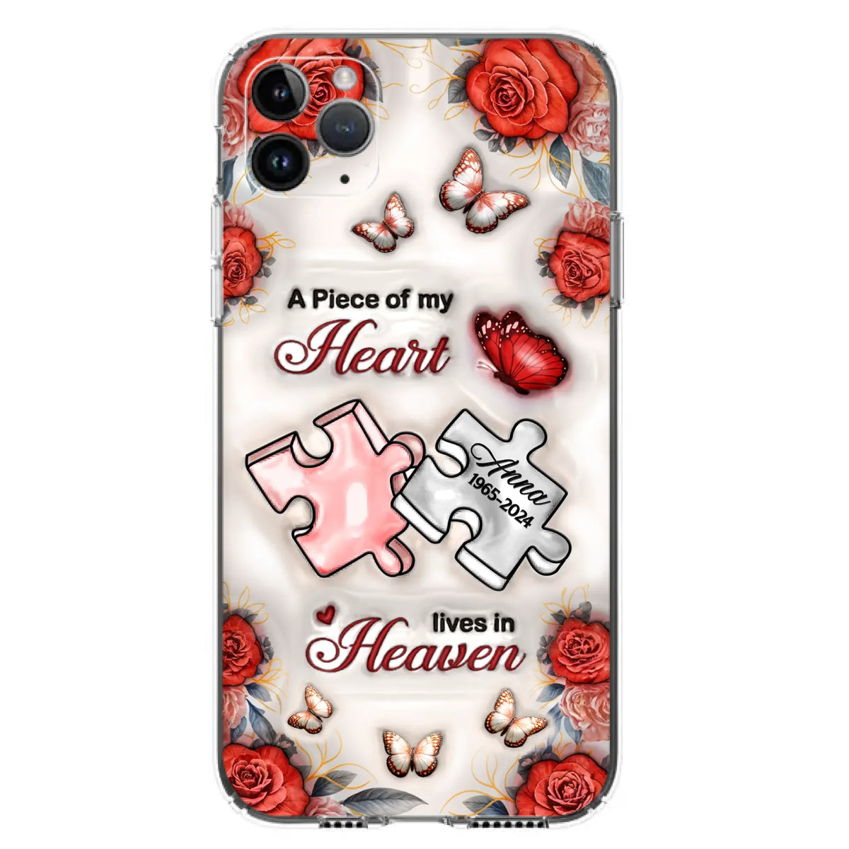 Custom Personalized Memorial Phone Case - Memorial Gift Idea - Case For iPhone/ Samsung - A Piece Of My Heart Lives In Heaven