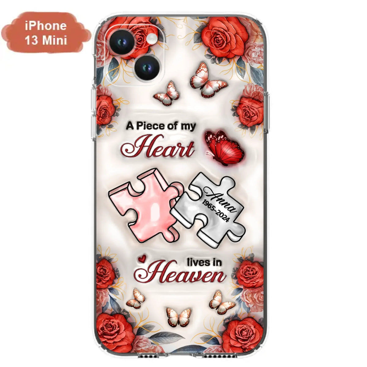 Custom Personalized Memorial Phone Case - Memorial Gift Idea - Case For iPhone/ Samsung - A Piece Of My Heart Lives In Heaven
