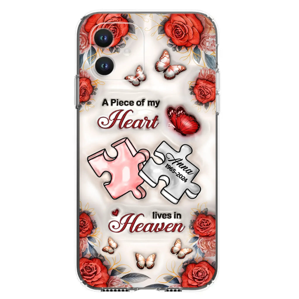 Custom Personalized Memorial Phone Case - Memorial Gift Idea - Case For iPhone/ Samsung - A Piece Of My Heart Lives In Heaven