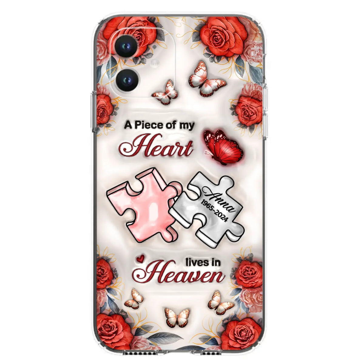 Custom Personalized Memorial Phone Case - Memorial Gift Idea - Case For iPhone/ Samsung - A Piece Of My Heart Lives In Heaven