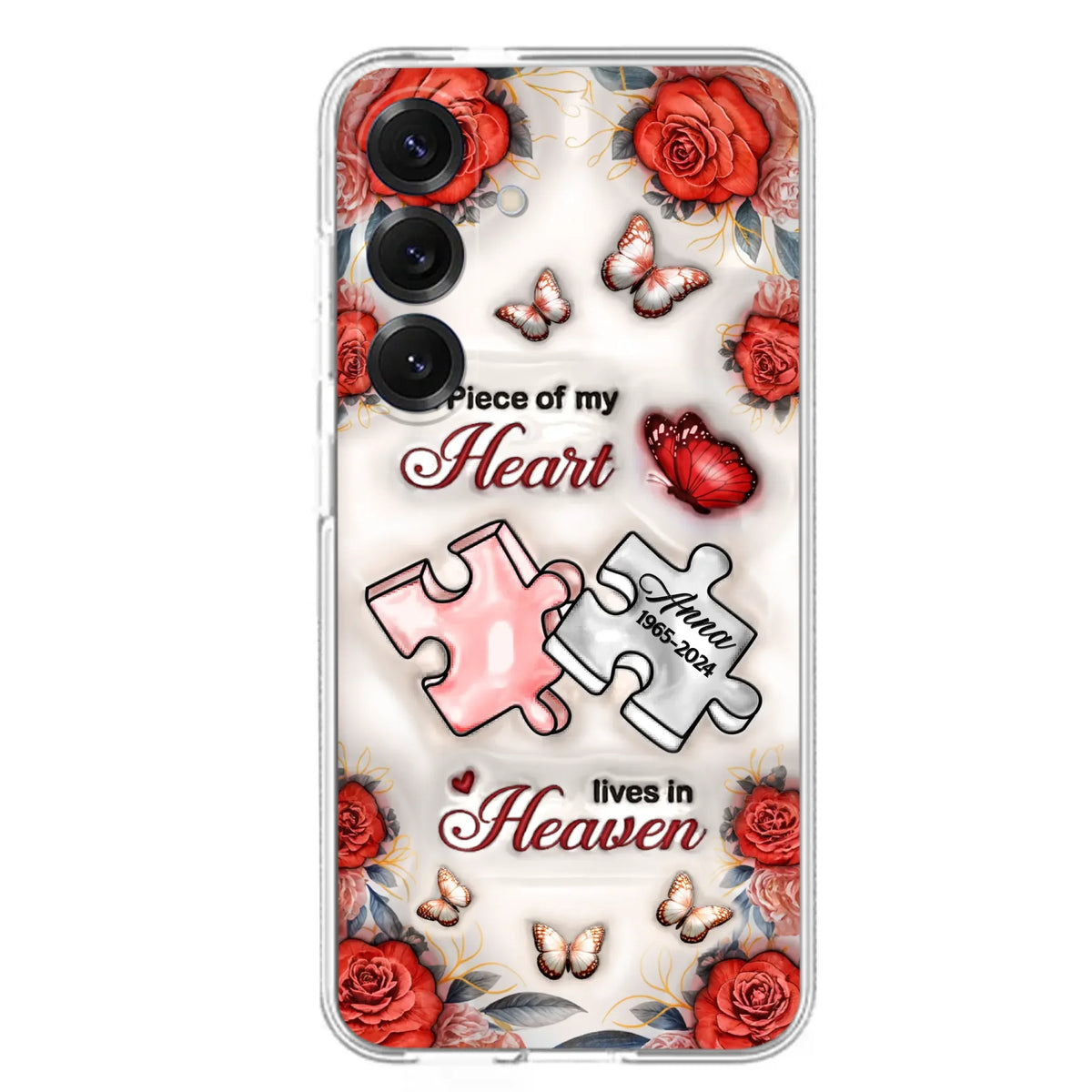 Custom Personalized Memorial Phone Case - Memorial Gift Idea - Case For iPhone/ Samsung - A Piece Of My Heart Lives In Heaven