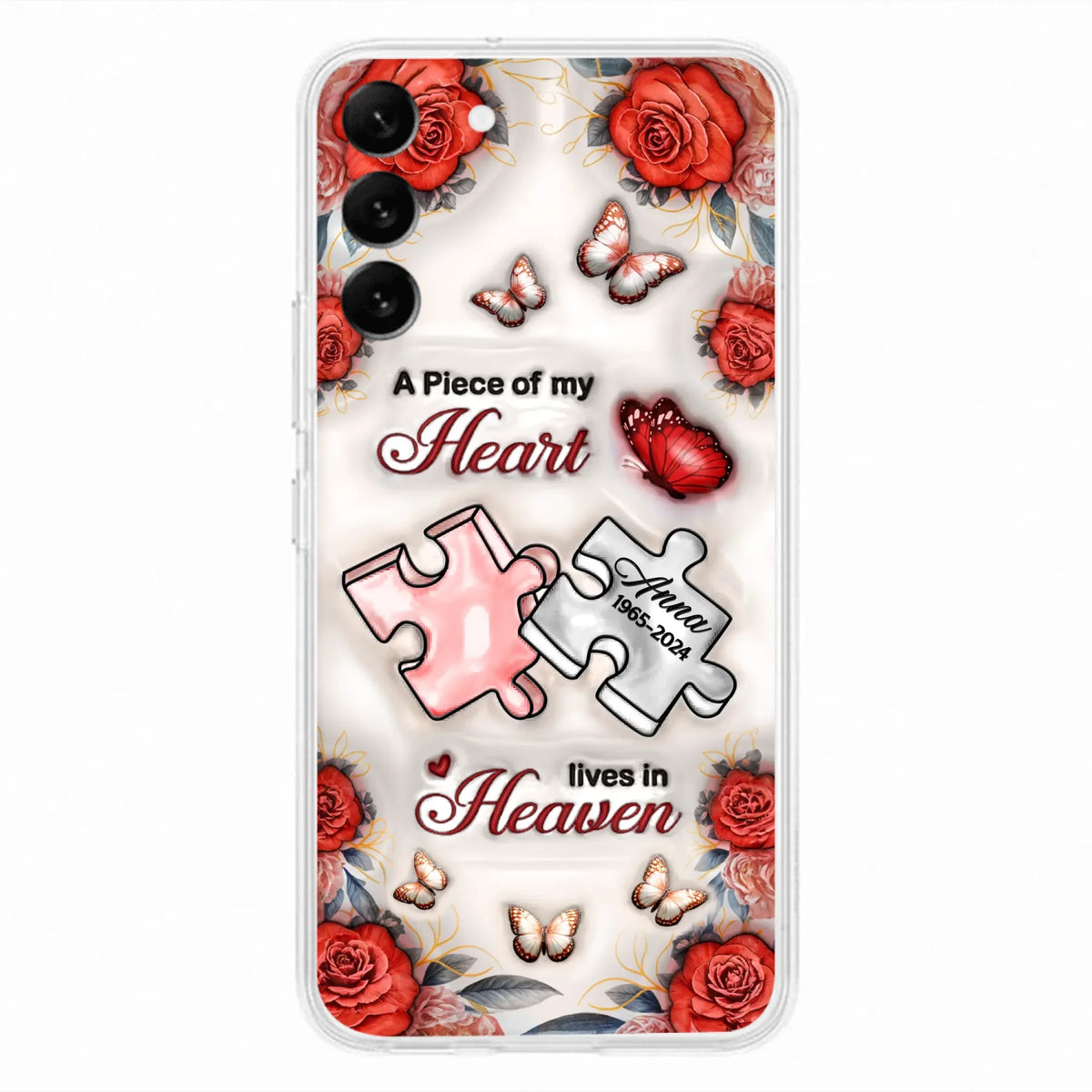 Custom Personalized Memorial Phone Case - Memorial Gift Idea - Case For iPhone/ Samsung - A Piece Of My Heart Lives In Heaven