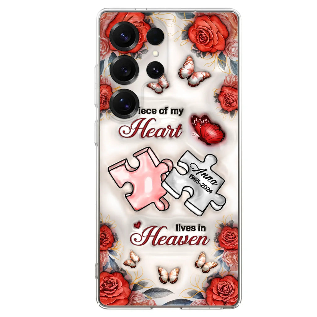 Custom Personalized Memorial Phone Case - Memorial Gift Idea - Case For iPhone/ Samsung - A Piece Of My Heart Lives In Heaven