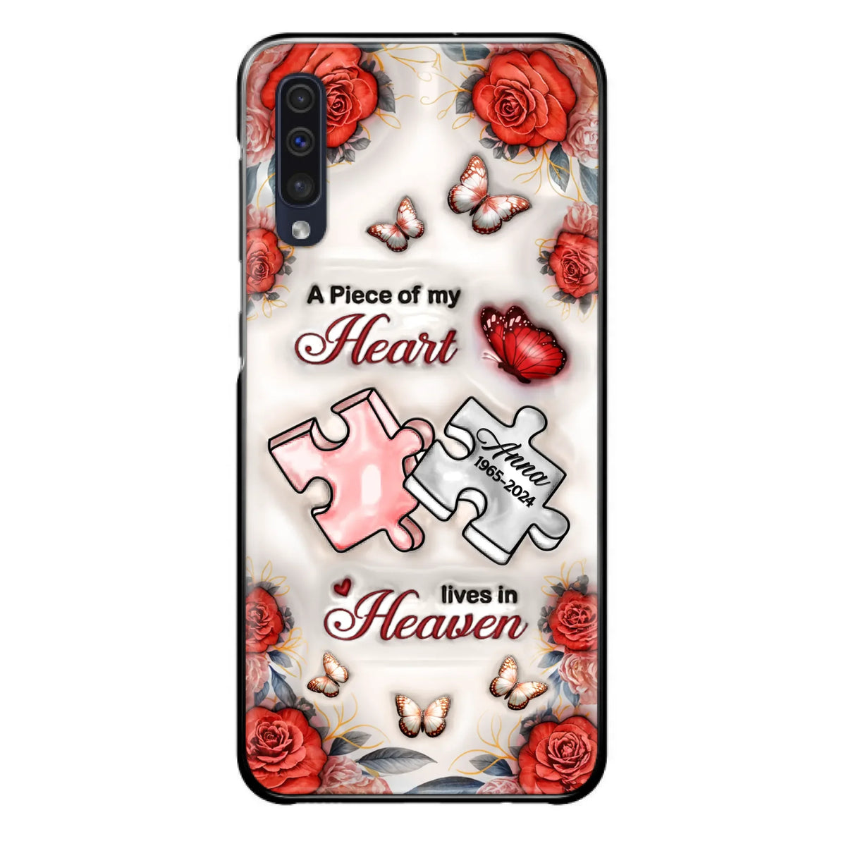 Custom Personalized Memorial Phone Case - Memorial Gift Idea - Case For iPhone/ Samsung - A Piece Of My Heart Lives In Heaven