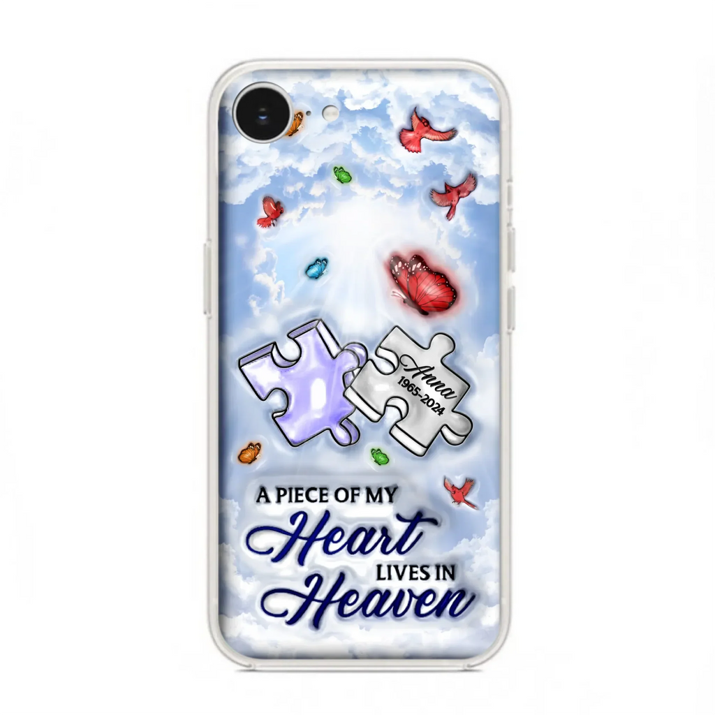 Custom Personalized Memorial Piece Phone Case - Memorial Gift Idea - Case For iPhone/ Samsung - A Piece Of My Heart Lives In Heaven