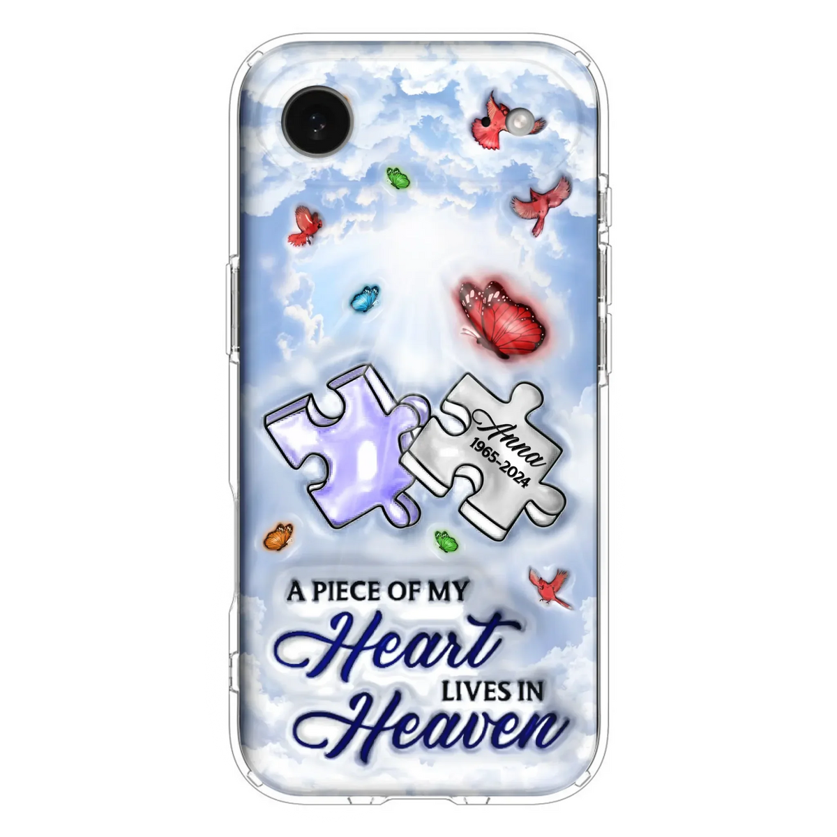 Custom Personalized Memorial Piece Phone Case - Memorial Gift Idea - Case For iPhone/ Samsung - A Piece Of My Heart Lives In Heaven