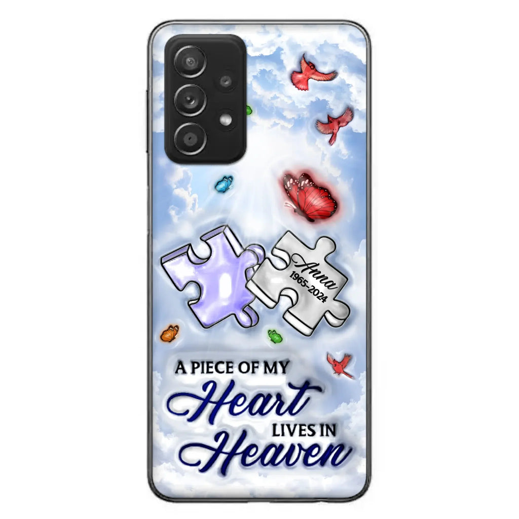Custom Personalized Memorial Piece Phone Case - Memorial Gift Idea - Case For iPhone/ Samsung - A Piece Of My Heart Lives In Heaven