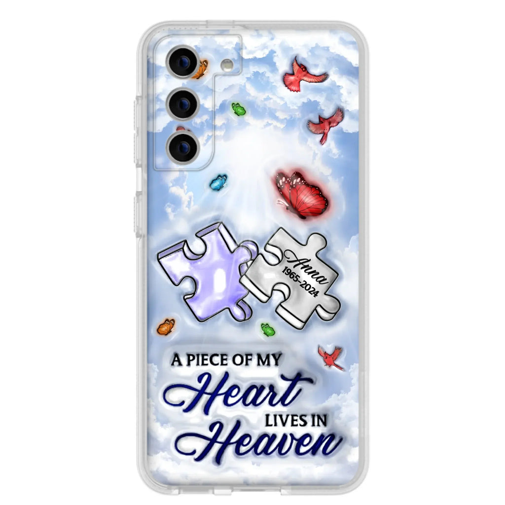 Custom Personalized Memorial Piece Phone Case - Memorial Gift Idea - Case For iPhone/ Samsung - A Piece Of My Heart Lives In Heaven