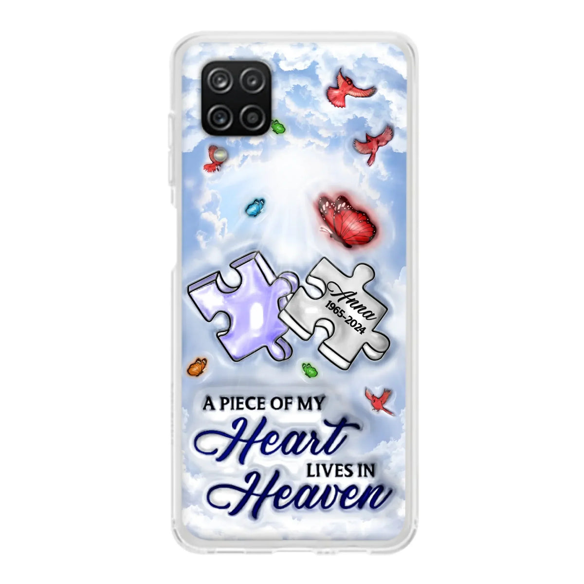 Custom Personalized Memorial Piece Phone Case - Memorial Gift Idea - Case For iPhone/ Samsung - A Piece Of My Heart Lives In Heaven