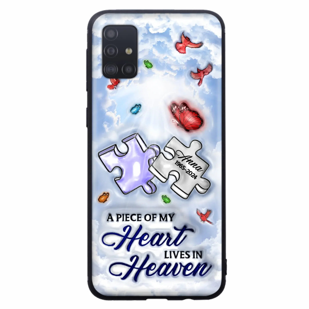 Custom Personalized Memorial Piece Phone Case - Memorial Gift Idea - Case For iPhone/ Samsung - A Piece Of My Heart Lives In Heaven