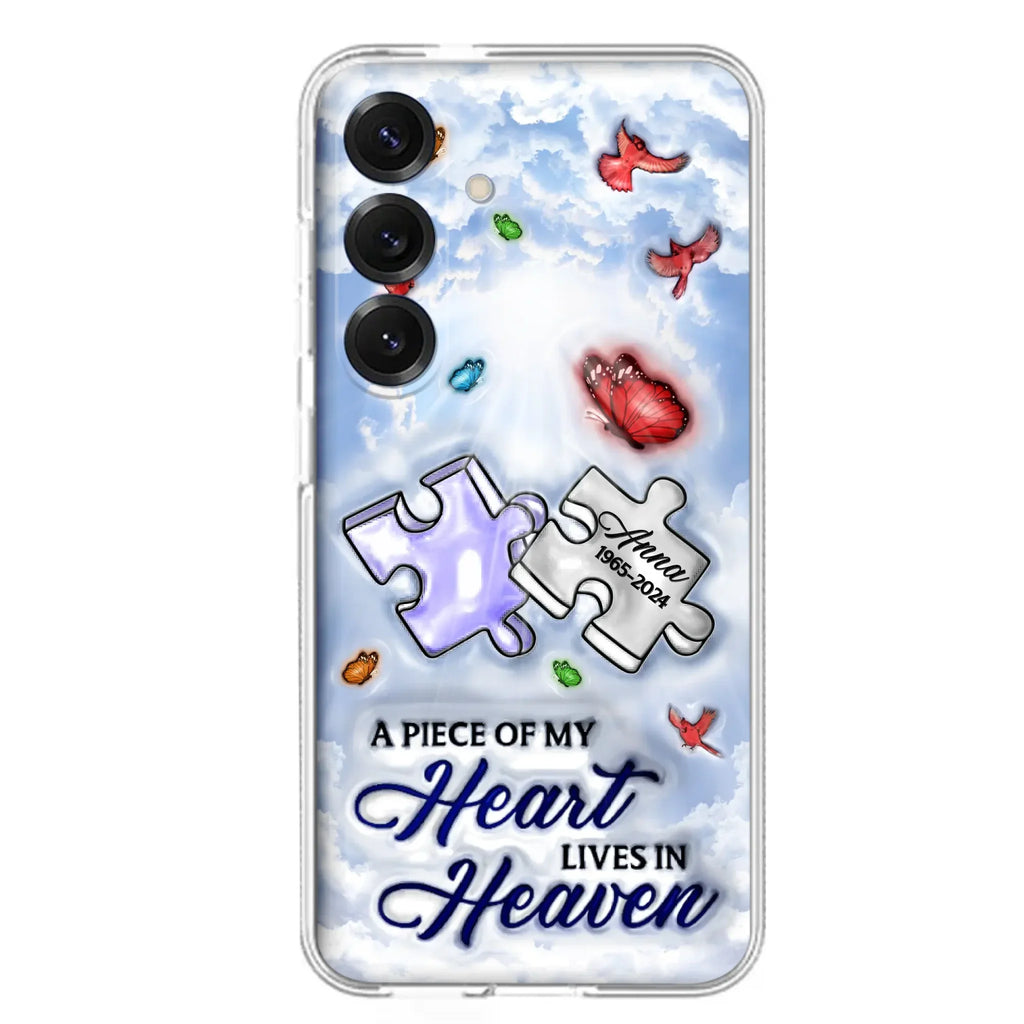 Custom Personalized Memorial Piece Phone Case - Memorial Gift Idea - Case For iPhone/ Samsung - A Piece Of My Heart Lives In Heaven