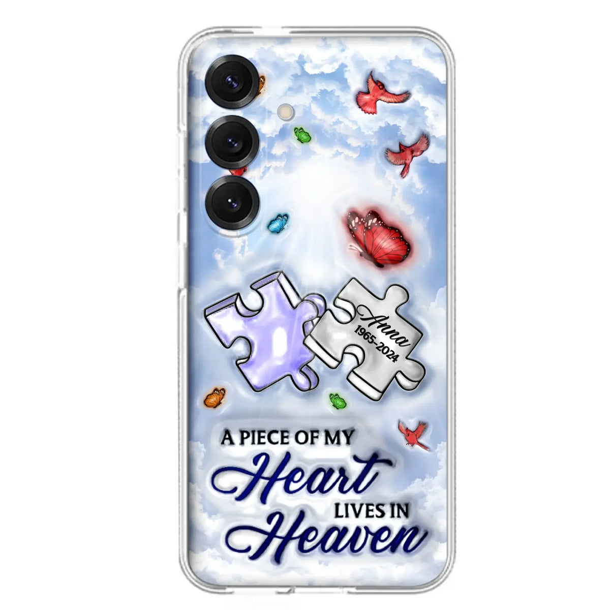 Custom Personalized Memorial Piece Phone Case - Memorial Gift Idea - Case For iPhone/ Samsung - A Piece Of My Heart Lives In Heaven