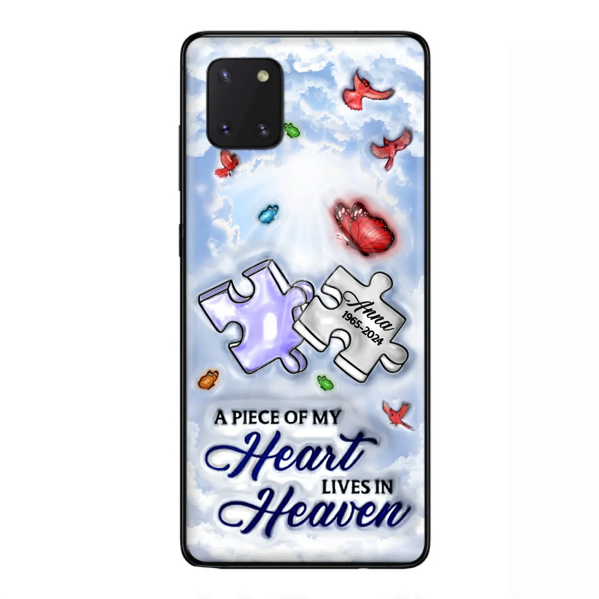 Custom Personalized Memorial Piece Phone Case - Memorial Gift Idea - Case For iPhone/ Samsung - A Piece Of My Heart Lives In Heaven
