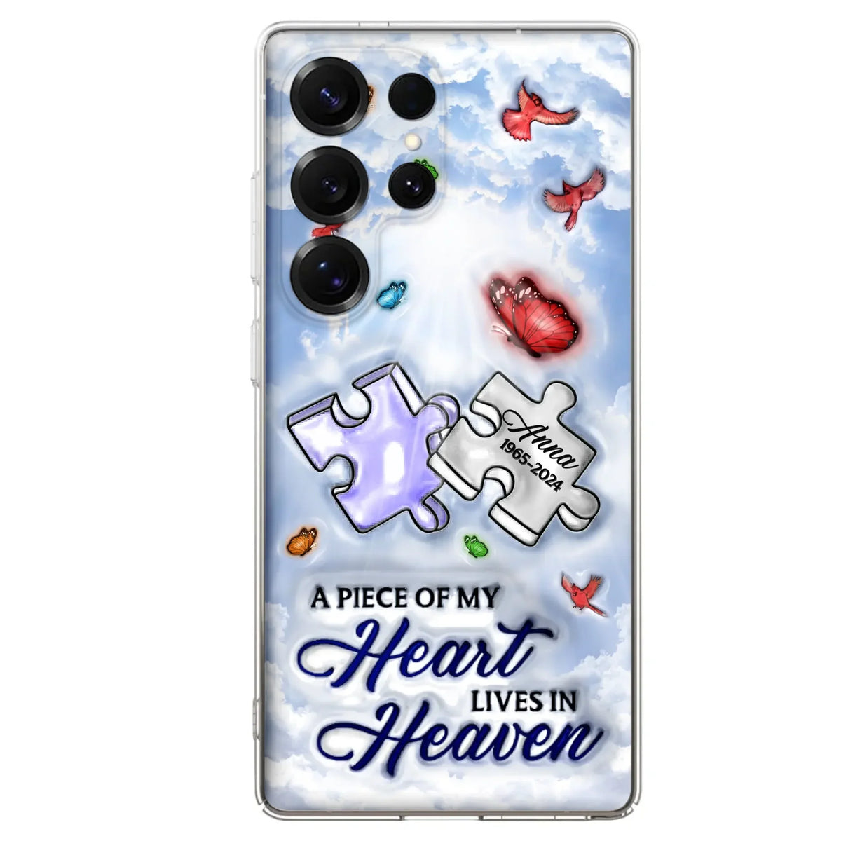 Custom Personalized Memorial Piece Phone Case - Memorial Gift Idea - Case For iPhone/ Samsung - A Piece Of My Heart Lives In Heaven