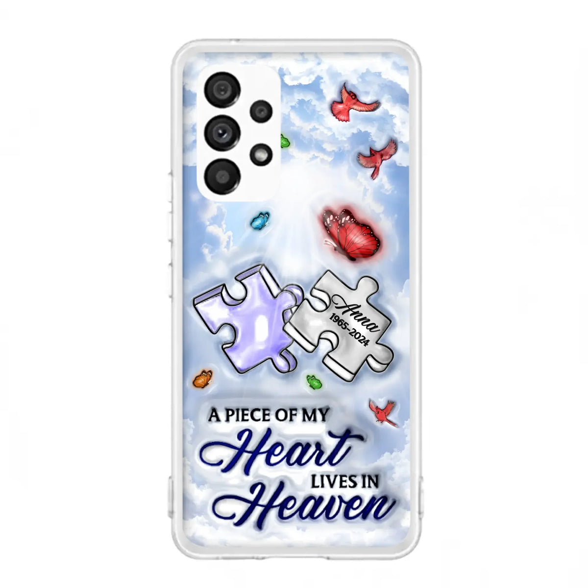 Custom Personalized Memorial Piece Phone Case - Memorial Gift Idea - Case For iPhone/ Samsung - A Piece Of My Heart Lives In Heaven