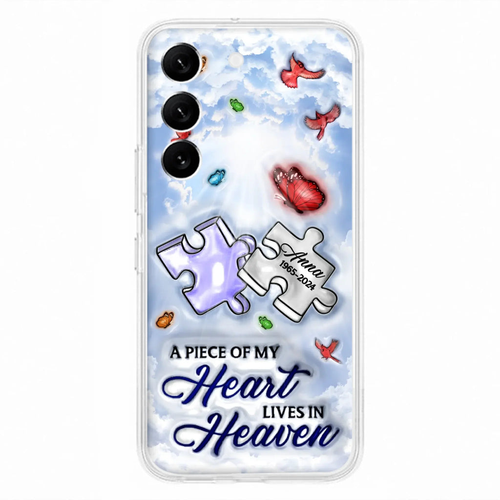 Custom Personalized Memorial Piece Phone Case - Memorial Gift Idea - Case For iPhone/ Samsung - A Piece Of My Heart Lives In Heaven