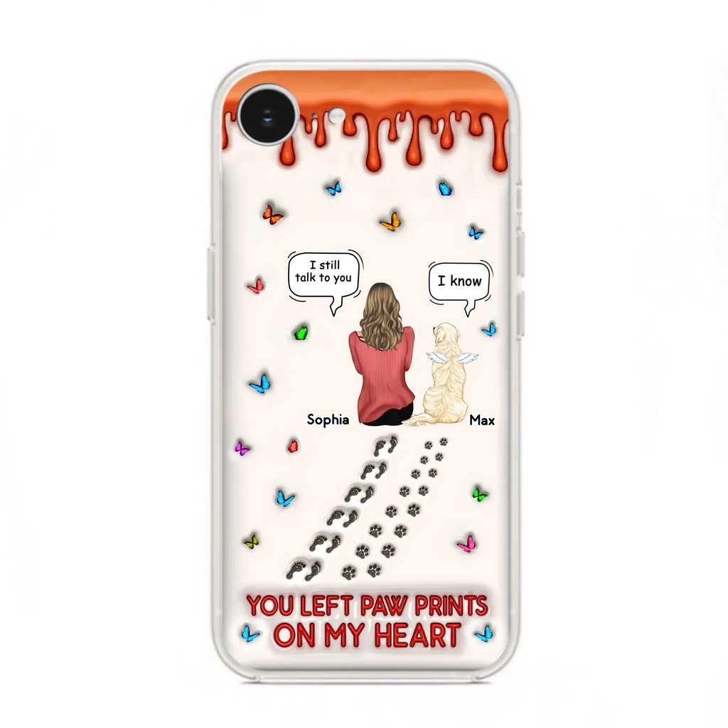 Custom Personalized Memorial Pet Phone Case - Memorial Gift Idea For Pet Owner - Case For iPhone/ Samsung - You Left Paw Prints On My Heart