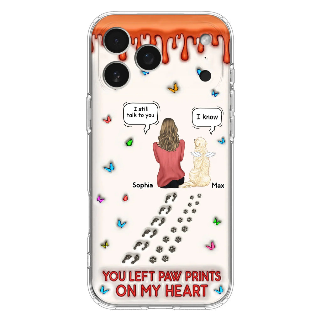 Custom Personalized Memorial Pet Phone Case - Memorial Gift Idea For Pet Owner - Case For iPhone/ Samsung - You Left Paw Prints On My Heart