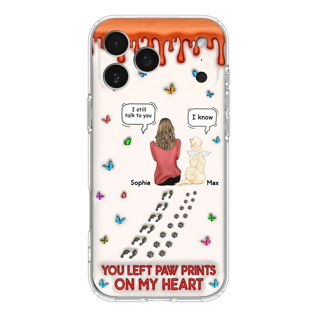 Custom Personalized Memorial Pet Phone Case - Memorial Gift Idea For Pet Owner - Case For iPhone/ Samsung - You Left Paw Prints On My Heart