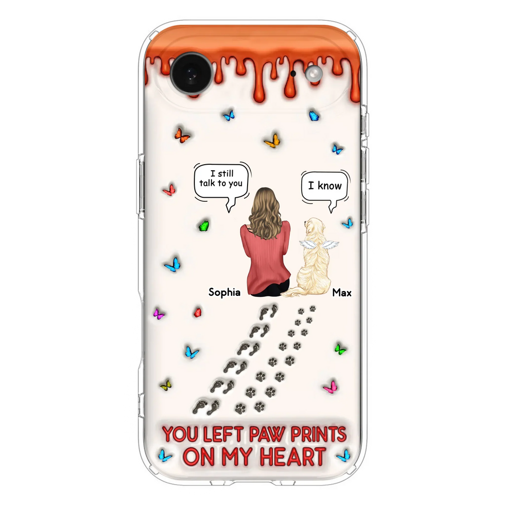 Custom Personalized Memorial Pet Phone Case - Memorial Gift Idea For Pet Owner - Case For iPhone/ Samsung - You Left Paw Prints On My Heart