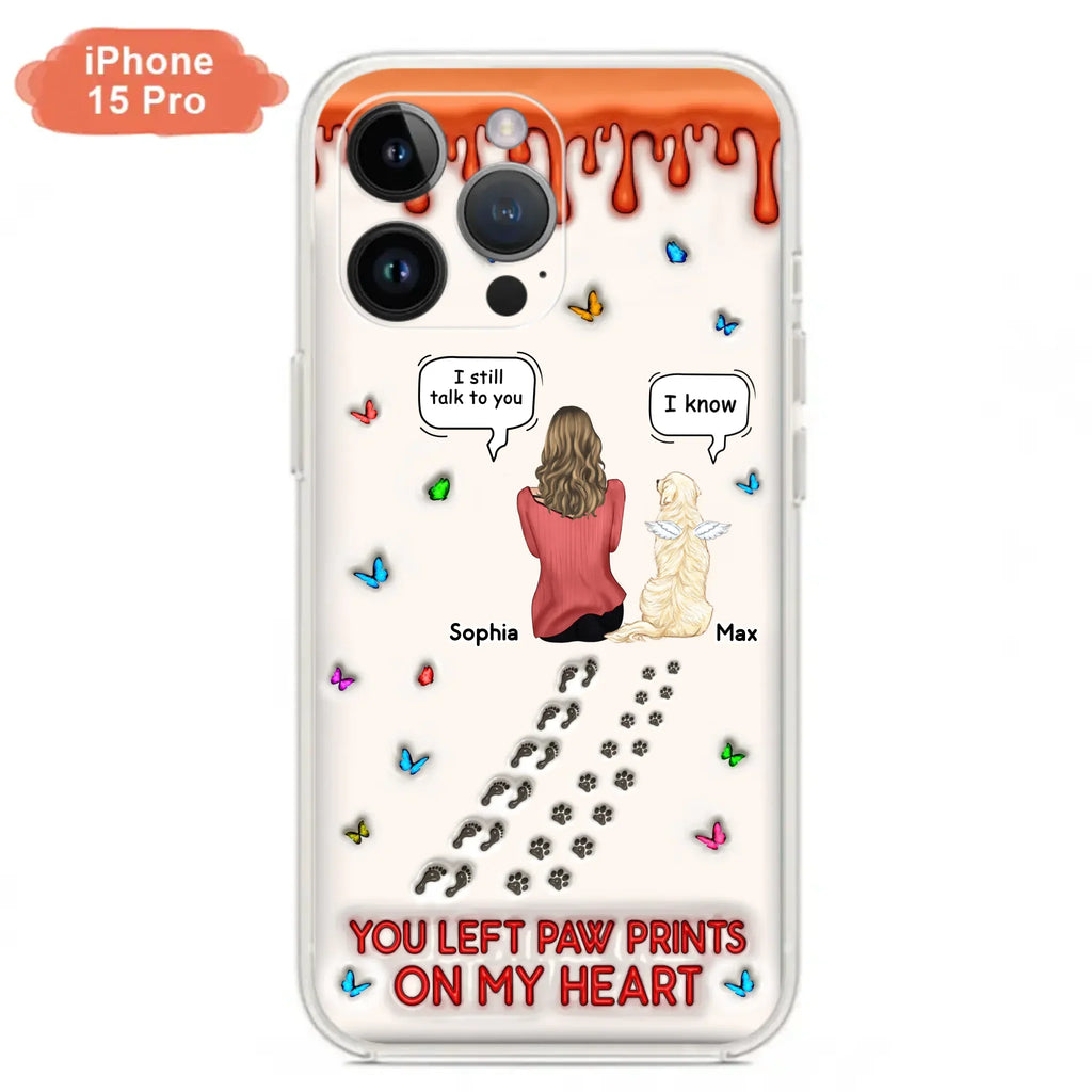 Custom Personalized Memorial Pet Phone Case - Memorial Gift Idea For Pet Owner - Case For iPhone/ Samsung - You Left Paw Prints On My Heart