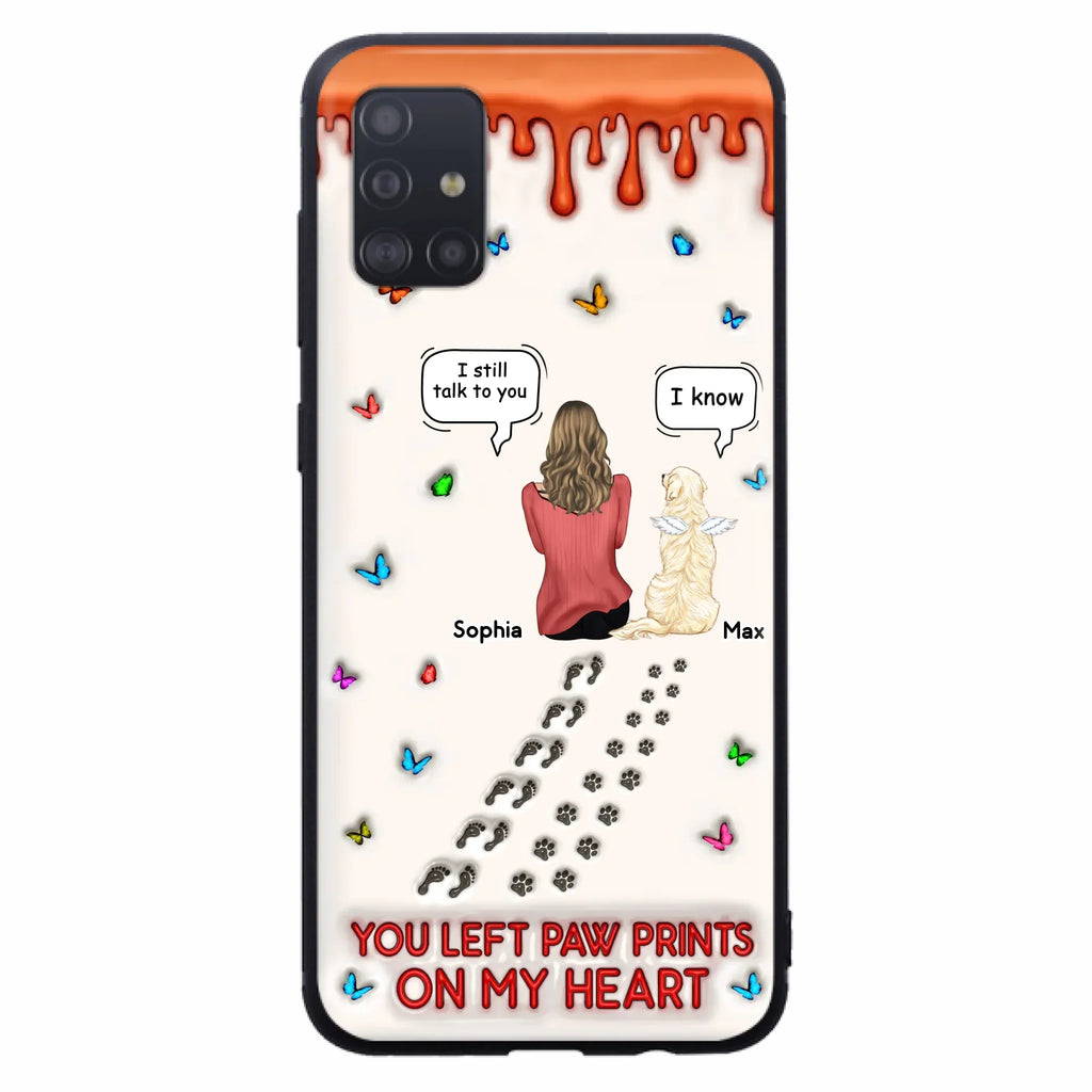 Custom Personalized Memorial Pet Phone Case - Memorial Gift Idea For Pet Owner - Case For iPhone/ Samsung - You Left Paw Prints On My Heart
