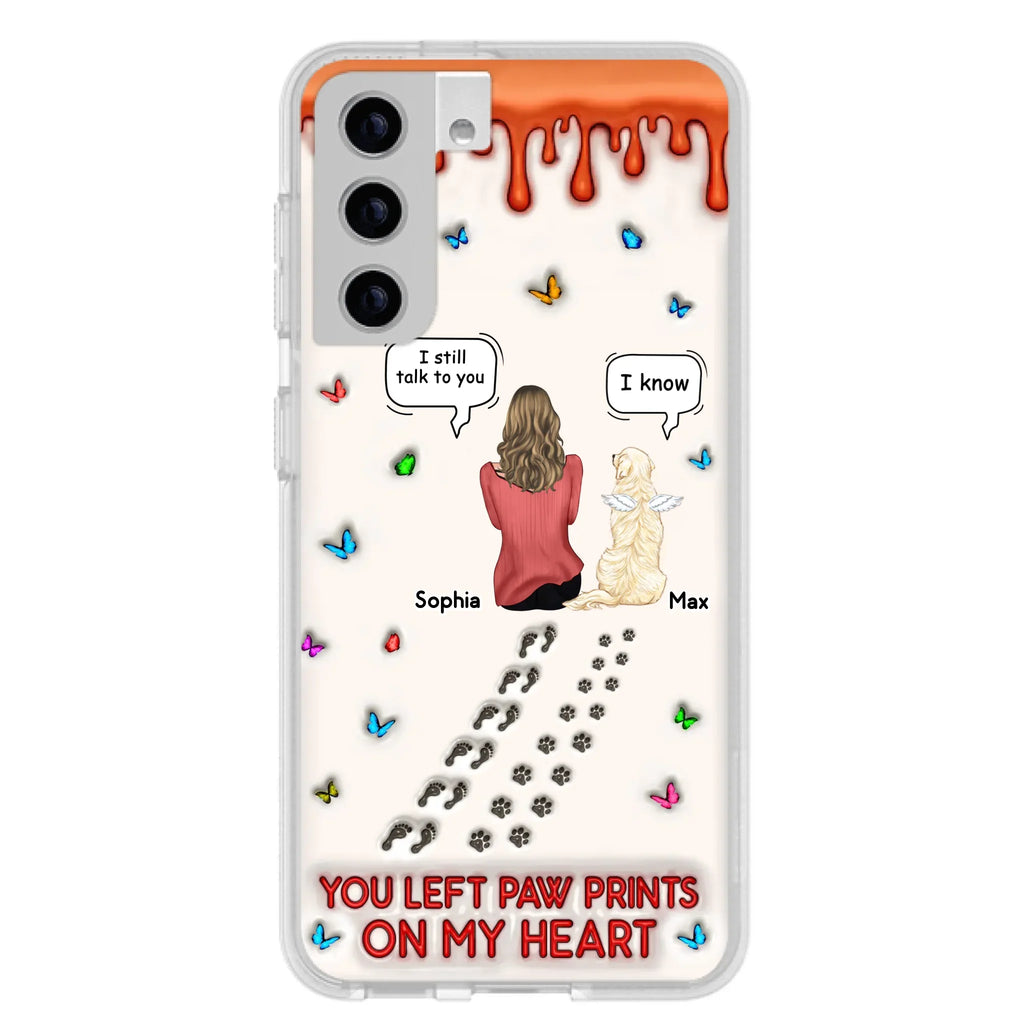 Custom Personalized Memorial Pet Phone Case - Memorial Gift Idea For Pet Owner - Case For iPhone/ Samsung - You Left Paw Prints On My Heart