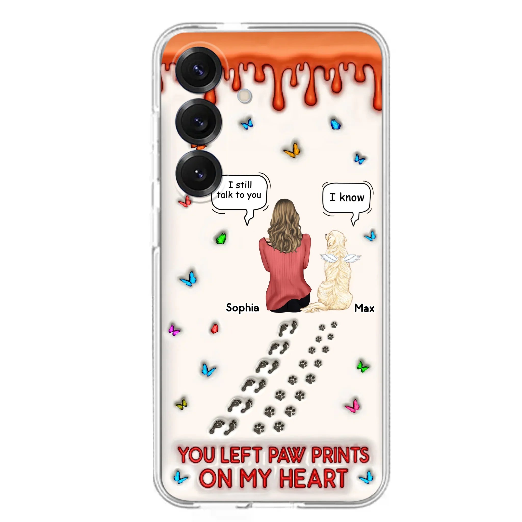 Custom Personalized Memorial Pet Phone Case - Memorial Gift Idea For Pet Owner - Case For iPhone/ Samsung - You Left Paw Prints On My Heart