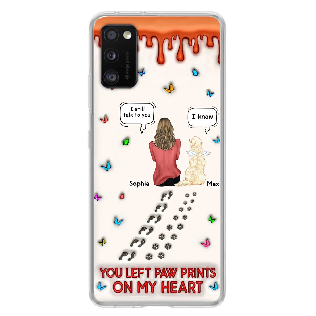 Custom Personalized Memorial Pet Phone Case - Memorial Gift Idea For Pet Owner - Case For iPhone/ Samsung - You Left Paw Prints On My Heart