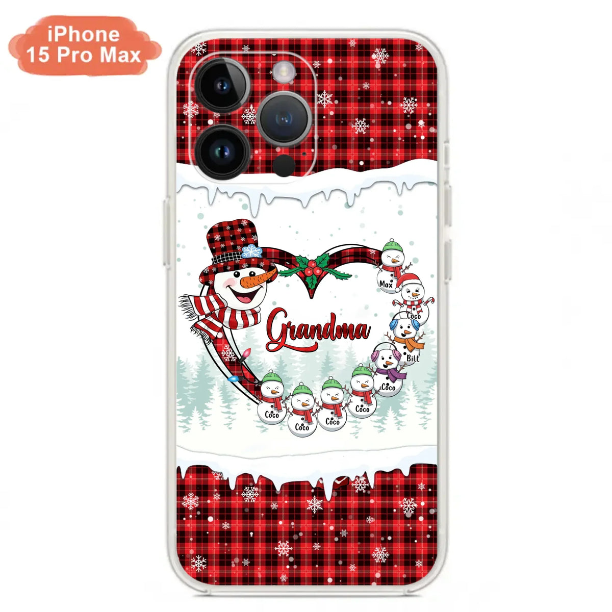 Custom Personalized Christmas Grandma Children Phone Case - Gift For Grandma/ Mom - Upto 8 Kids - Case For iPhone/ Samsung
