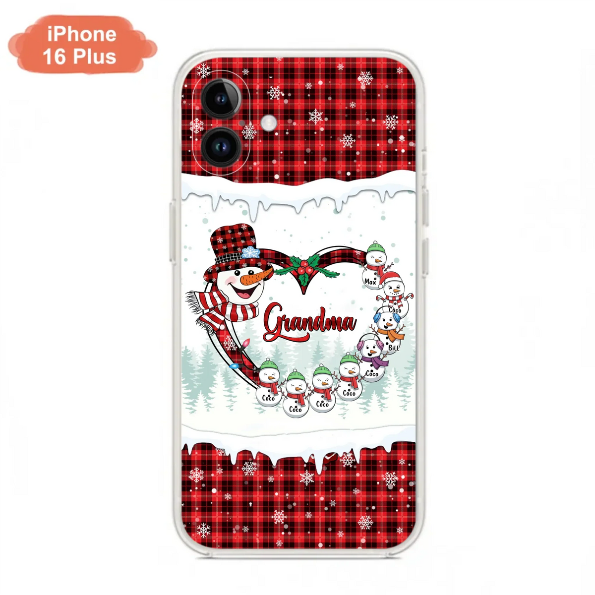 Custom Personalized Christmas Grandma Children Phone Case - Gift For Grandma/ Mom - Upto 8 Kids - Case For iPhone/ Samsung