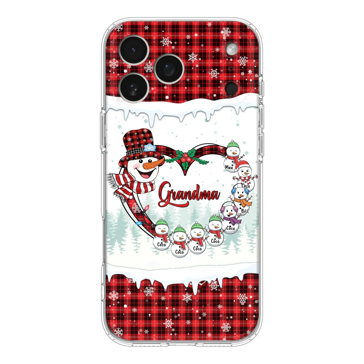 Custom Personalized Christmas Grandma Children Phone Case - Gift For Grandma/ Mom - Upto 8 Kids - Case For iPhone/ Samsung