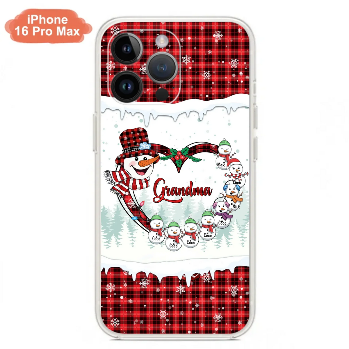 Custom Personalized Christmas Grandma Children Phone Case - Gift For Grandma/ Mom - Upto 8 Kids - Case For iPhone/ Samsung